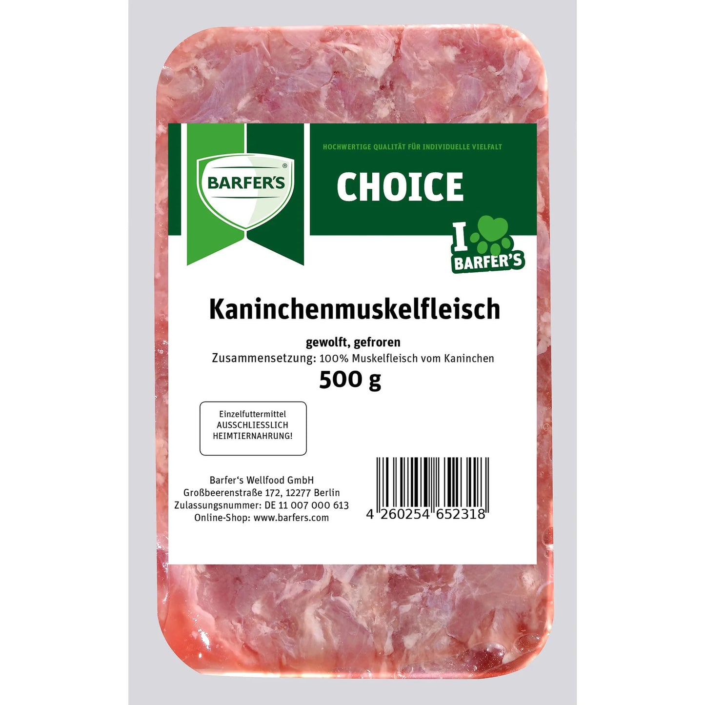 Kaninchen-Muskelfleisch gewolft 500g